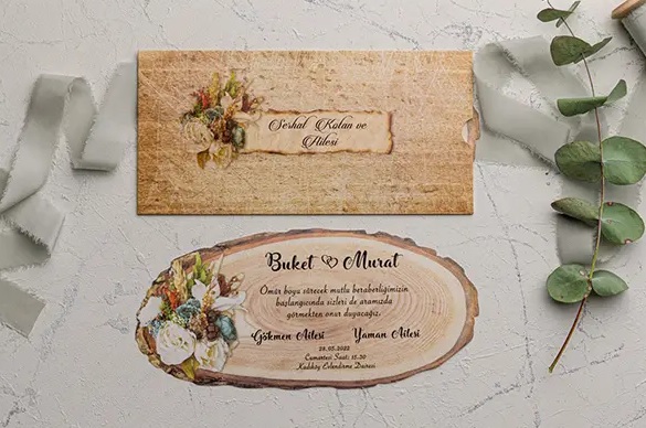 Ahşap tasarımlı davetiye