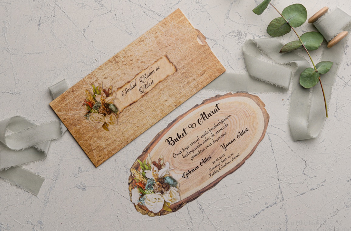 Ahşap tasarımlı davetiye