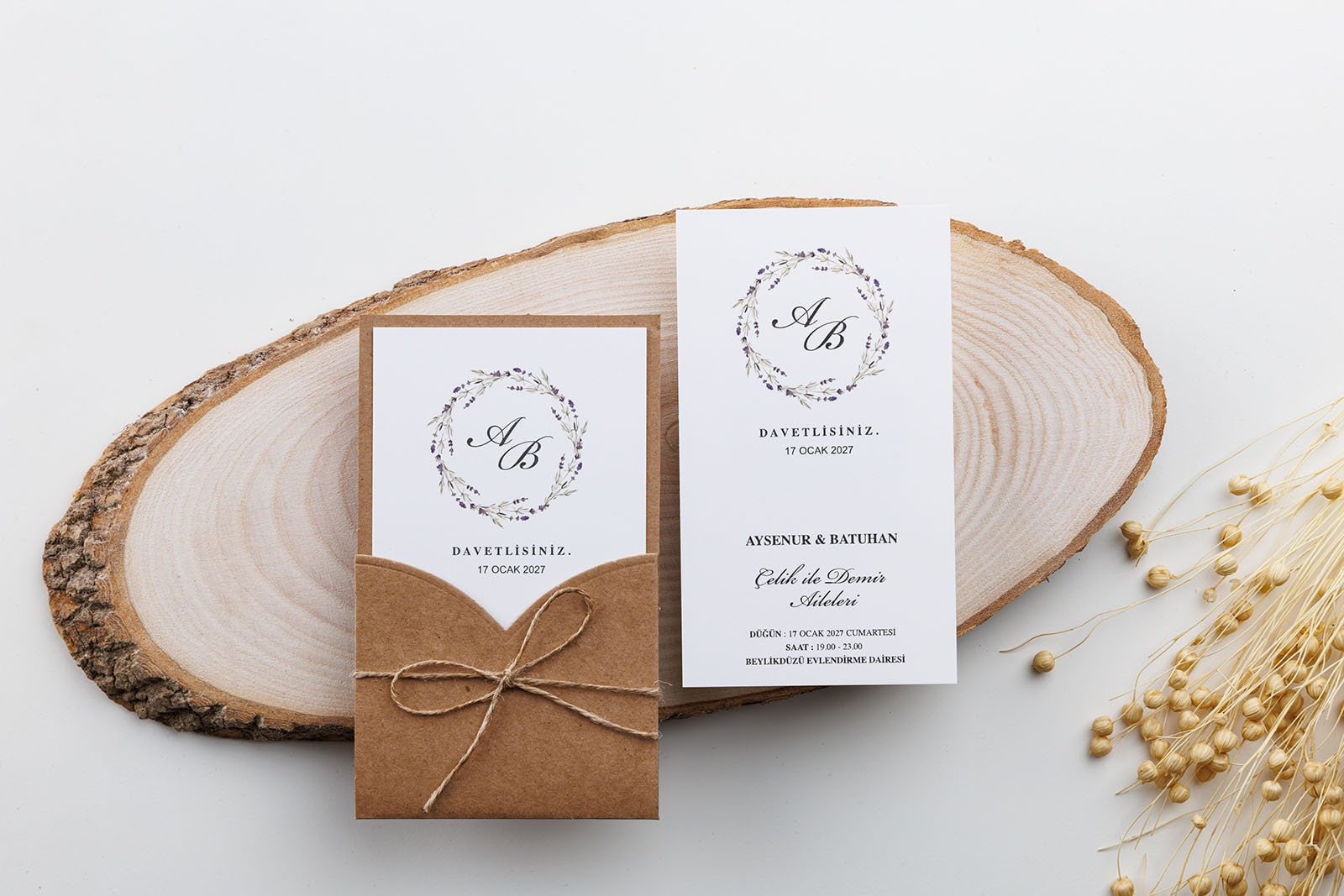 Kraft düğün ve nişan davetiyesi