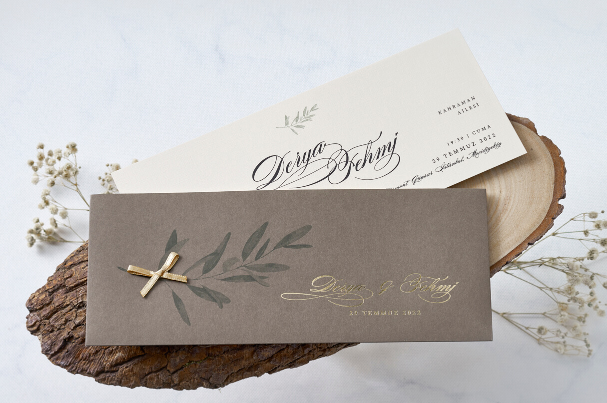 yaprak tasarımlı davetiye-düğün-davetiyesi-kayra-davetiye